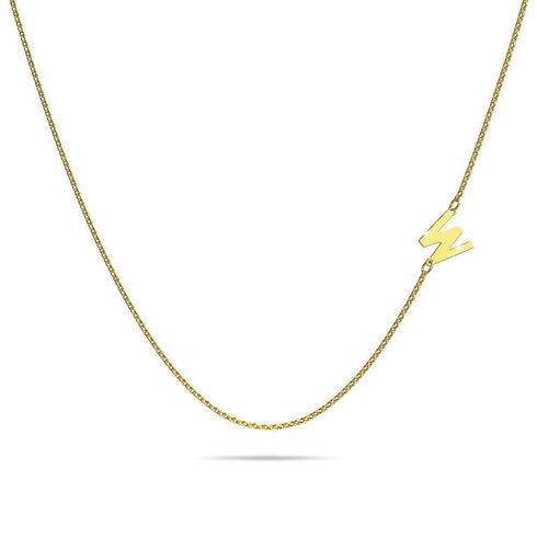 Bold Alphabet Letter Initial Charm Necklace in Gold Tone
